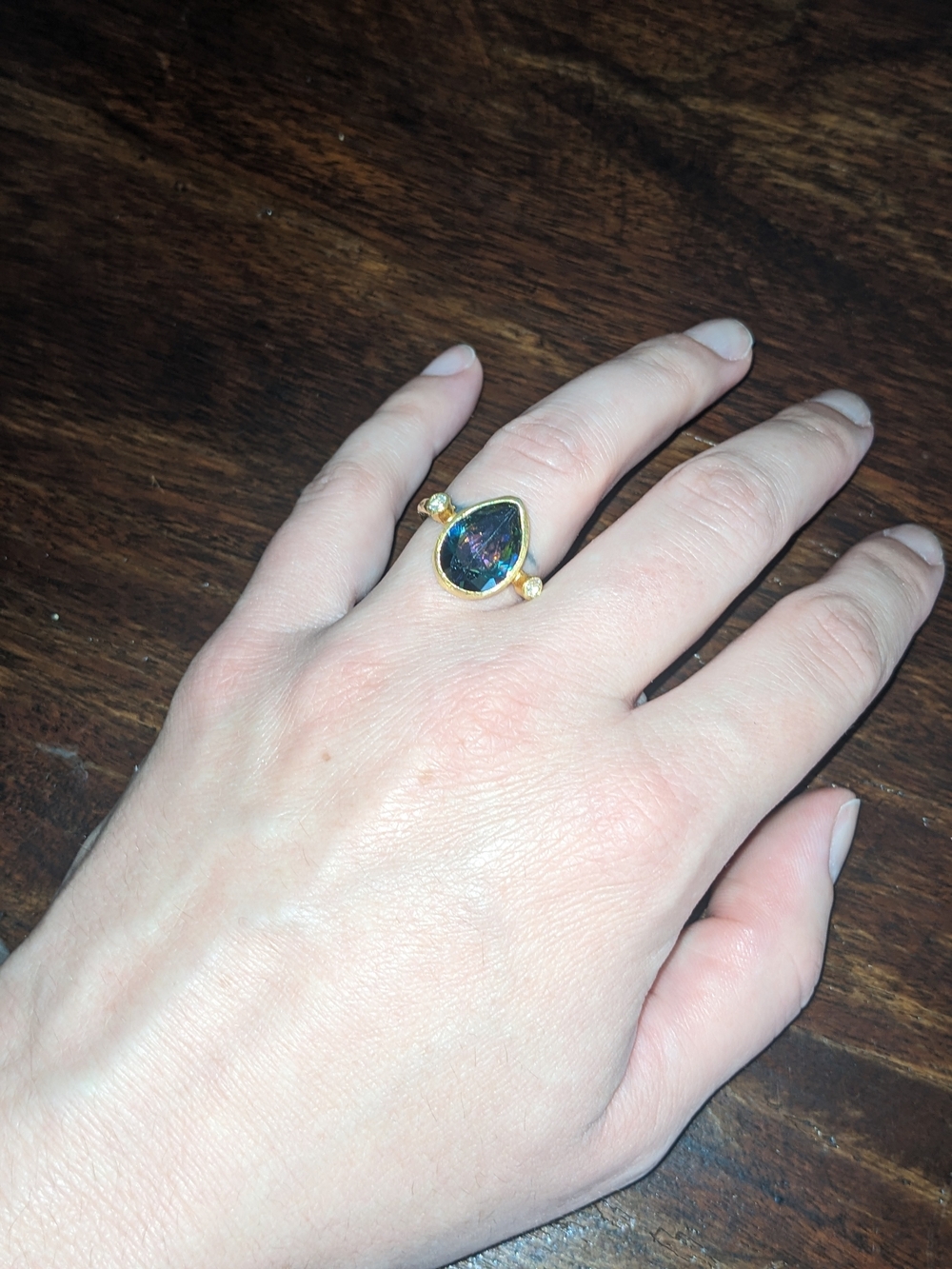 Gold Teardrop Mystic Topaz Ring